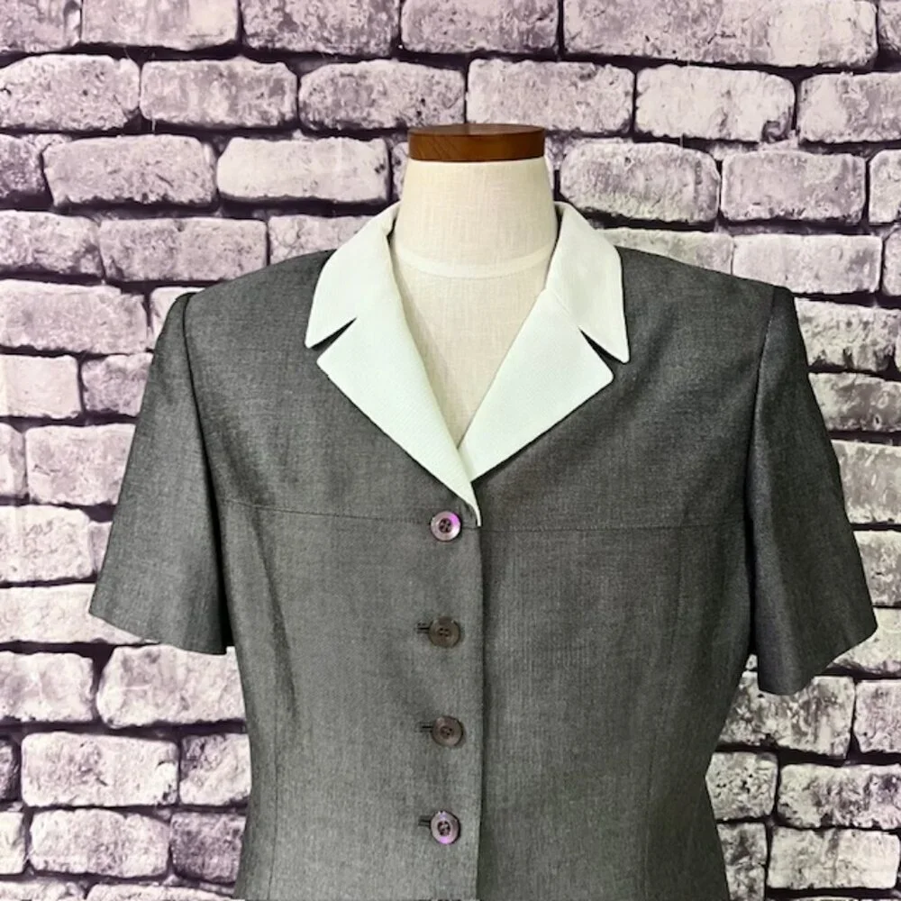 Dillards By Kasper Vintage Black & White Tweek Skirt Suit Size 12P